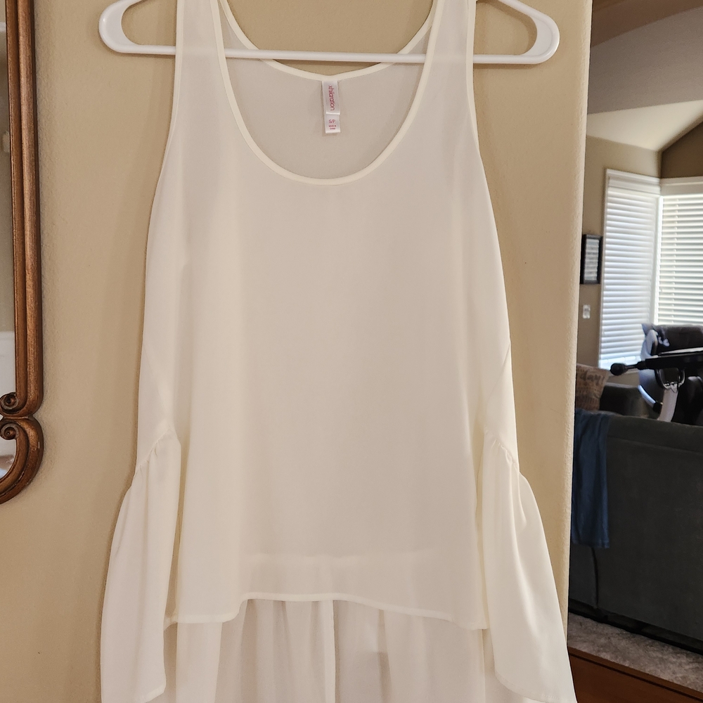 Xhilaration Creamy White Layered Chiffon Tank
